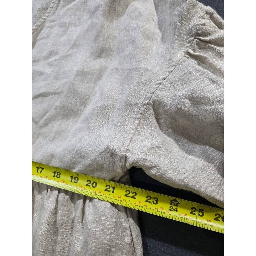 Marlow and Mae Harp Dress Large 100% Linen Mini Puff Sleeve Cottagecore A011134 - Picture 4 of 10